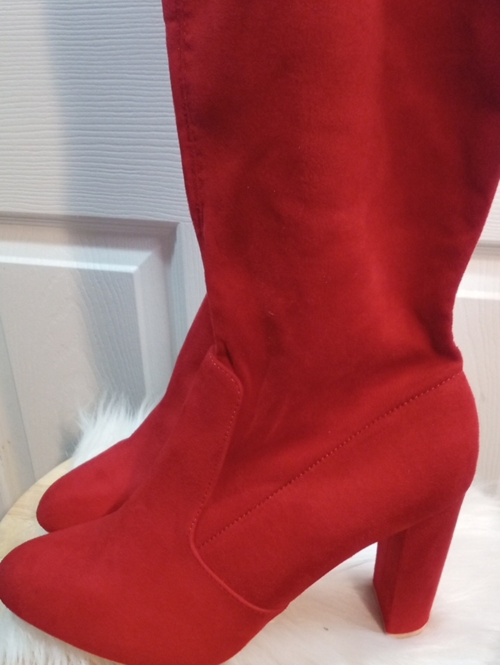 FASHION NOVA RED THIGH HIGH BOOTS - Picture 6 of 14